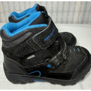 Merrell Kids Moab Polar Mid Strap 2.0 Waterproof Winter Boots Black Blue 11M